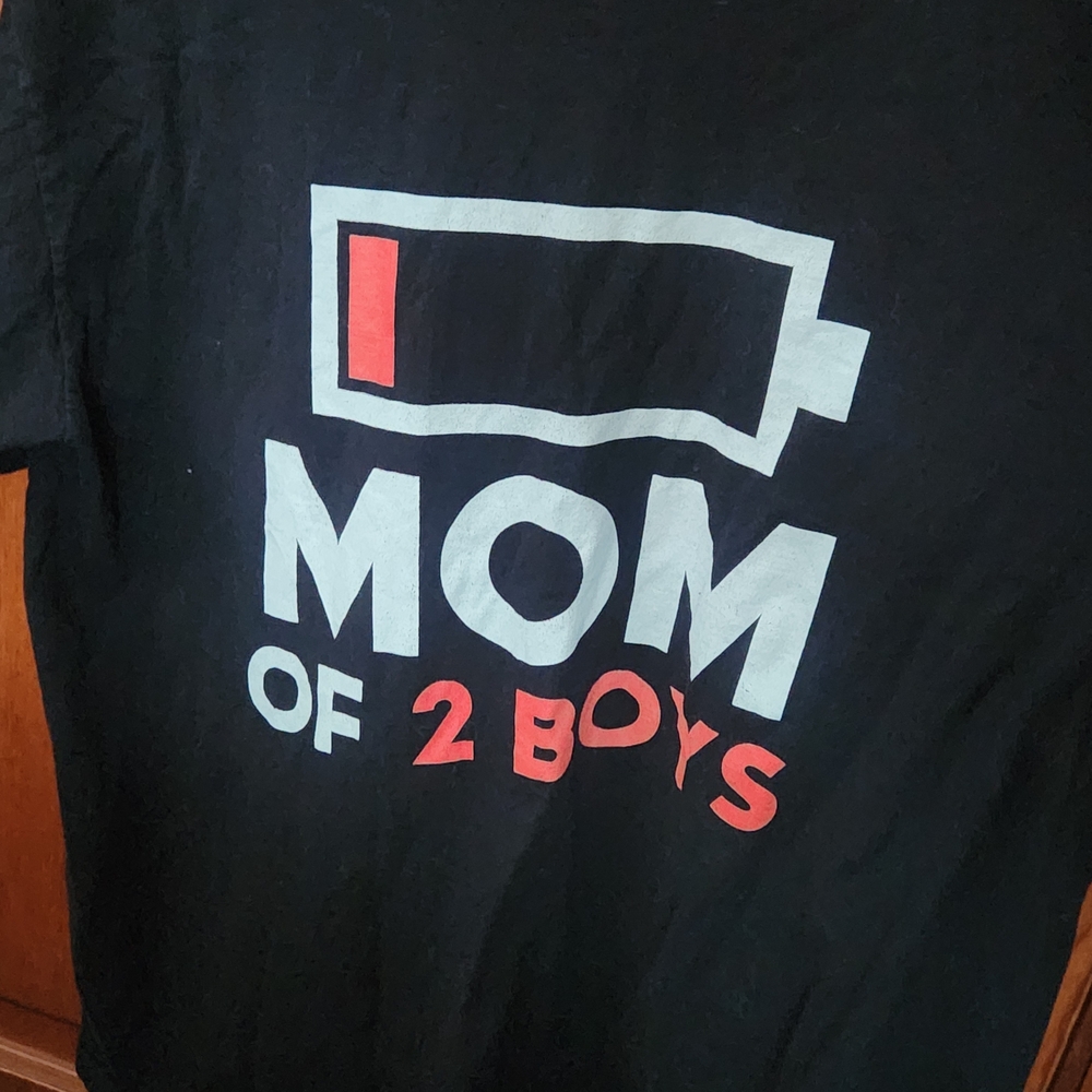 SHEIN Black 'Mom of 2 Boys' Graphic Tee